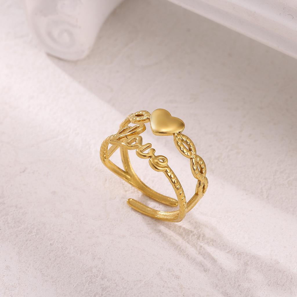 Irregular Geometric Adjustable Rings For Women Gold Color Stainless Steel Waterproof Dolphin Fish Anillos Heart Dainty Jewelry