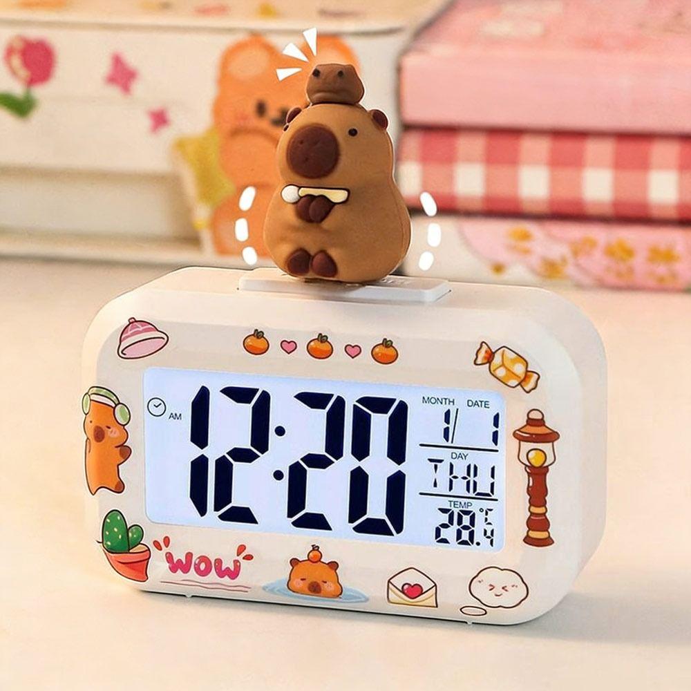 Mini Capybara Alarm Clock Cartoon Desktop Clock Cute LED Digital Clock  Student Dormitory