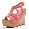 12 Cm Wood Grain Heel Heel Fish Mouth Sandals Large Size Heel Water Table Hollow Sandals Women's Quality Sandals