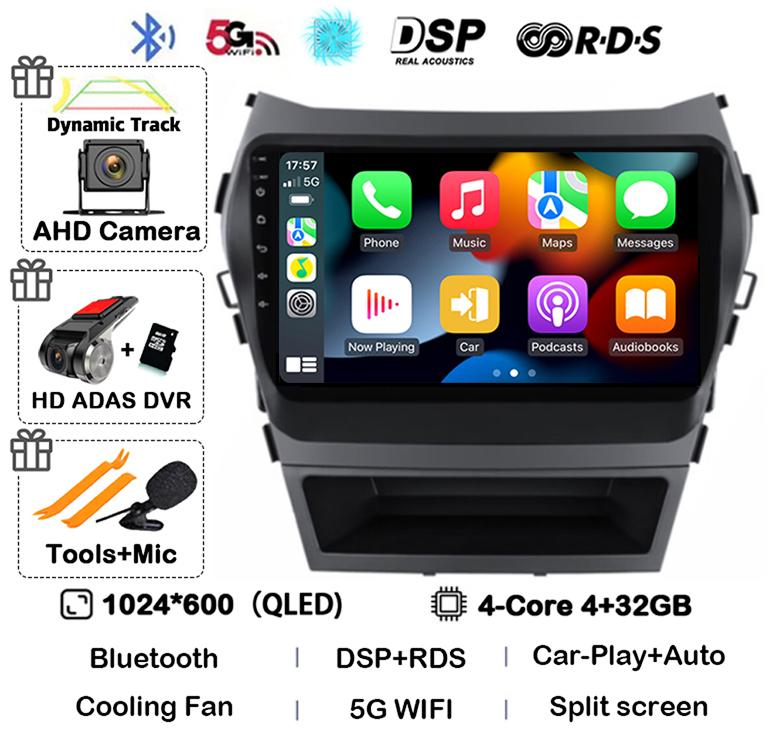 Android 14 Auto Carplay Car Radio For Hyundai Santa Fe 3 Ix45 2013 2014 2015 2016 2017 GPS Stereo Multimedia Player 360 Camera