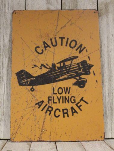 

Caution Low Flying Aircraft Tin Sign Airport Airplanes Rustic Look Pilot DecorAluminum 20x30cm（7.8x11.8inch）