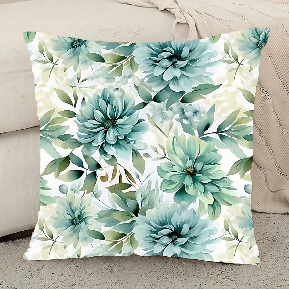 Fresh Green Plants Floral Pillow Case Elegant Couple Home Living Room Bedroom Decorative Rectangle Pillowcase Sofa Cushion Cover