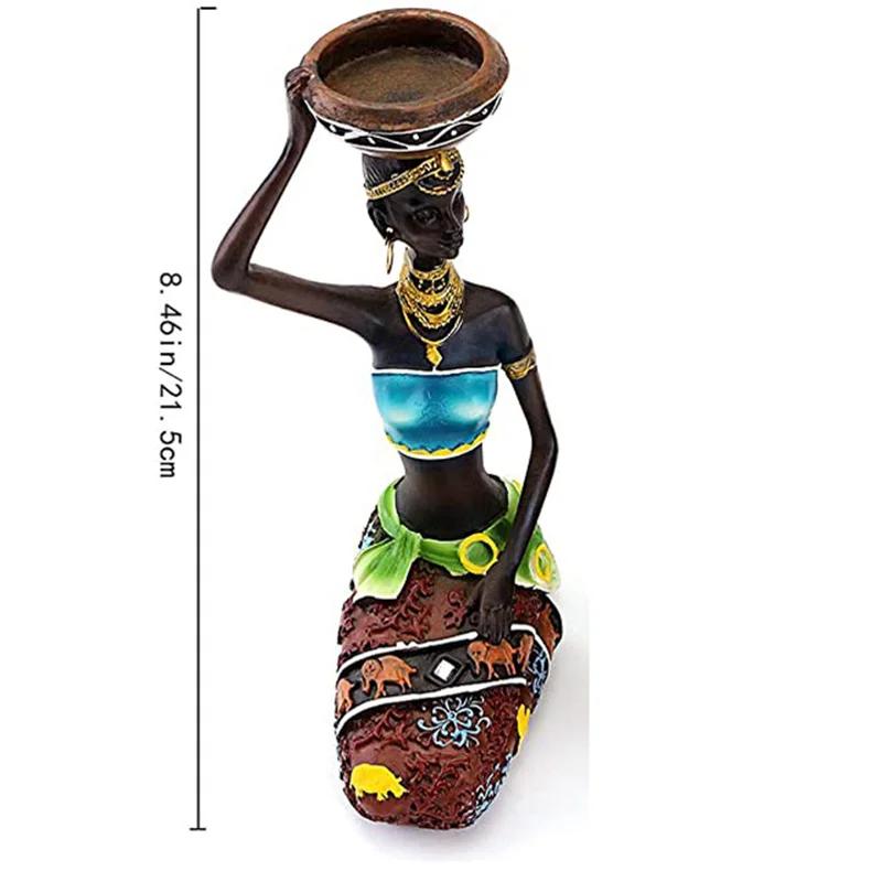 1pc Statue Sculpture Candleholder African Figurines Candle Holder for Dining Room Decoration Desk Accessories Minimalist Decor
