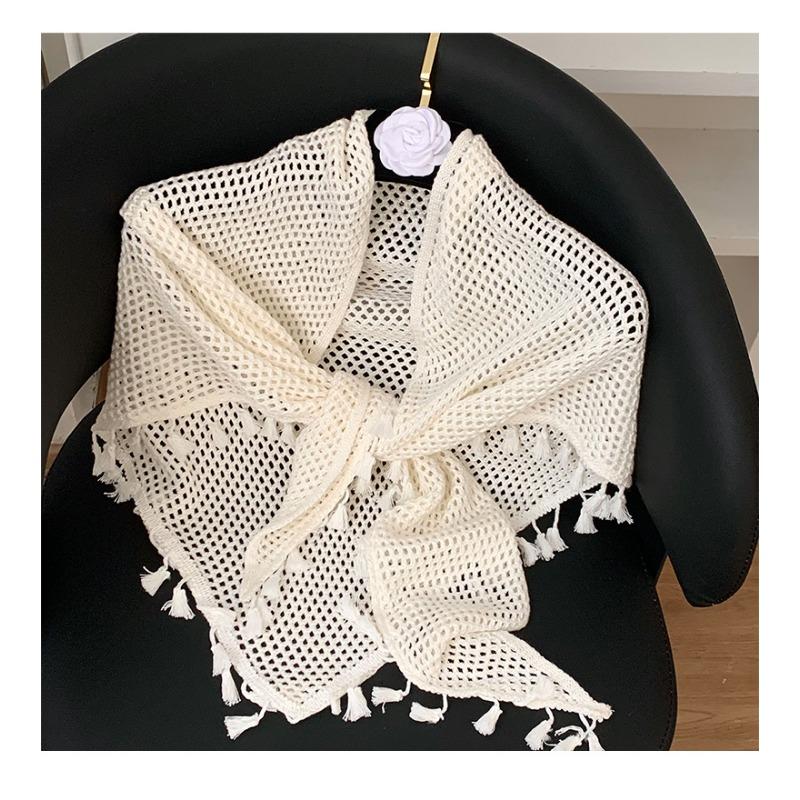Women S Knitted Solid Color Tassel Versatile Shawl Wrap