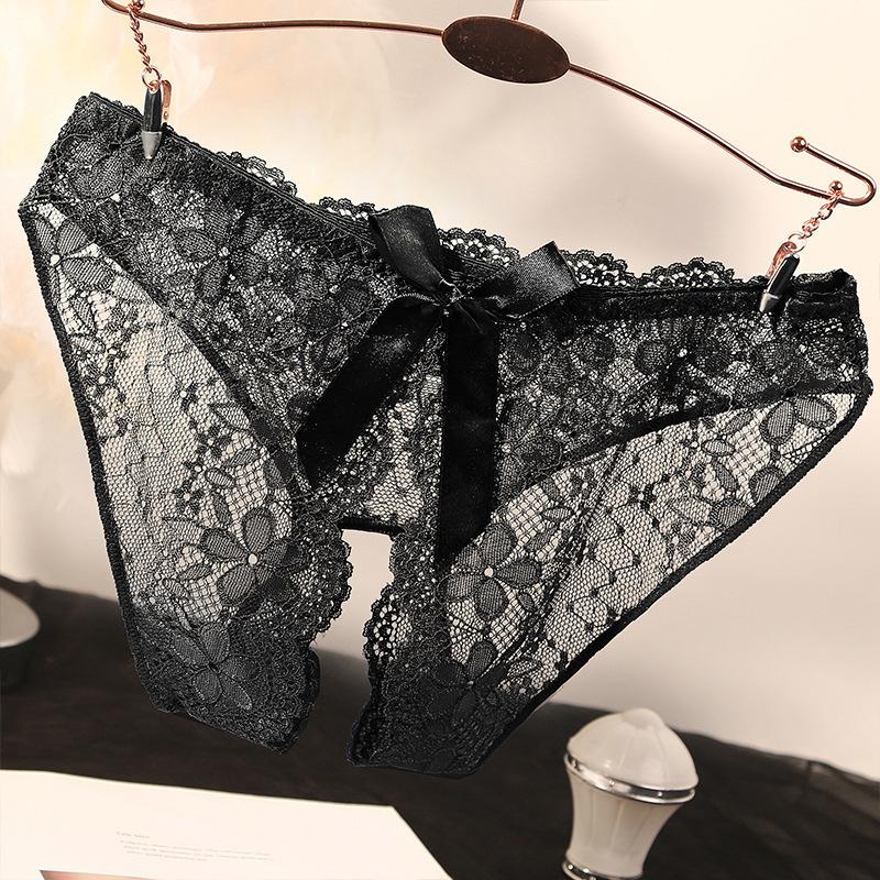 Panties female sexy charming lace open crotch free transparent large size temptation low waist Japanese large size briefs