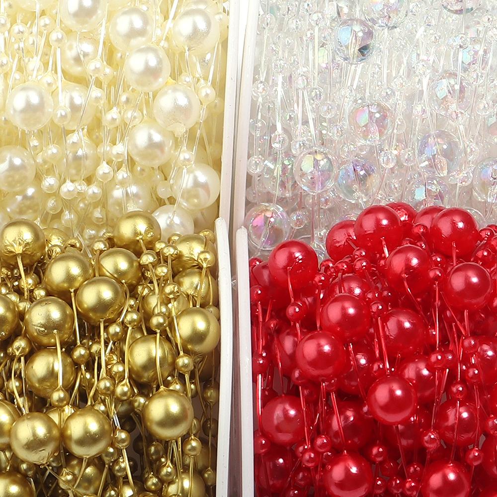 10Yards ABS Imitation Pearl Bead Chain Line Cord Thread Trim For Jewelry Making DIY Wedding Dress Headwear Bouquet Decoration