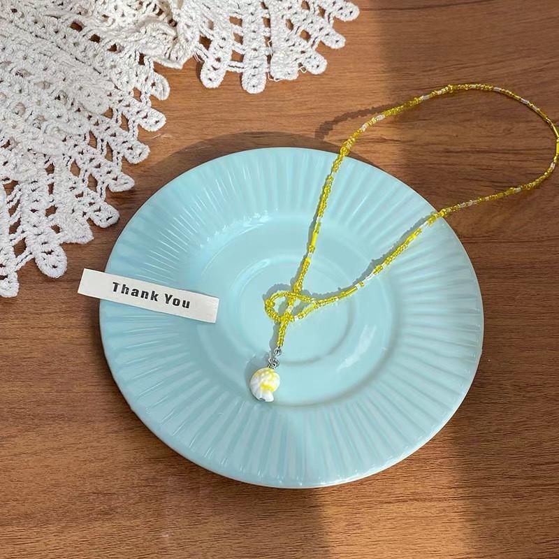 

Childrens Sea Animal Pendant Necklace With Alloy Charm Summer Girl Accessory Yellow Seashell