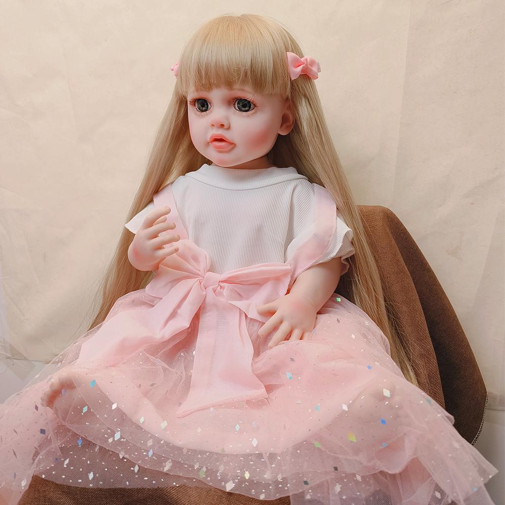 22-calowa lalka reborn Betty miękki silikonowy winyl cały korpus zabawka realistyczna lalka noworodka peruka włosy prezenty dla dzieci zabawki