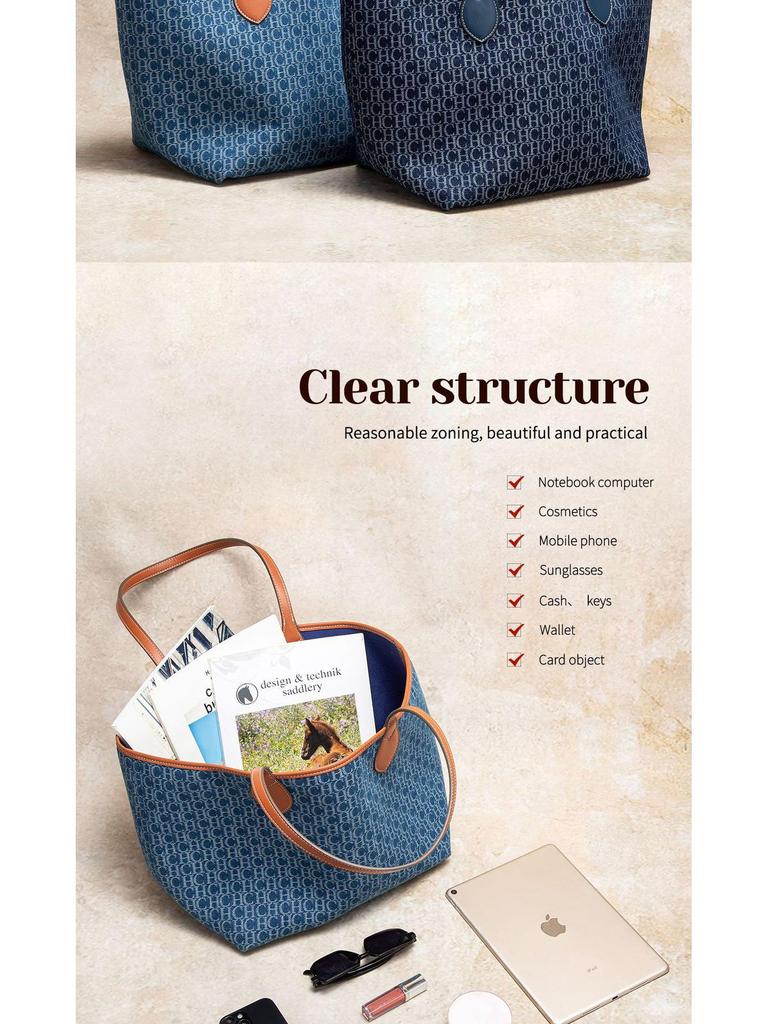 CHCH Women's Large Capacity Denim Shoulder & Crossbody Summer Tote