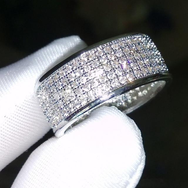 2 st Brudset Eleganta Ringar För Kvinnor Bröllopsförlovning Modesmycken Med Full Glänsande Cubic Zircon Kvinnlig Ring