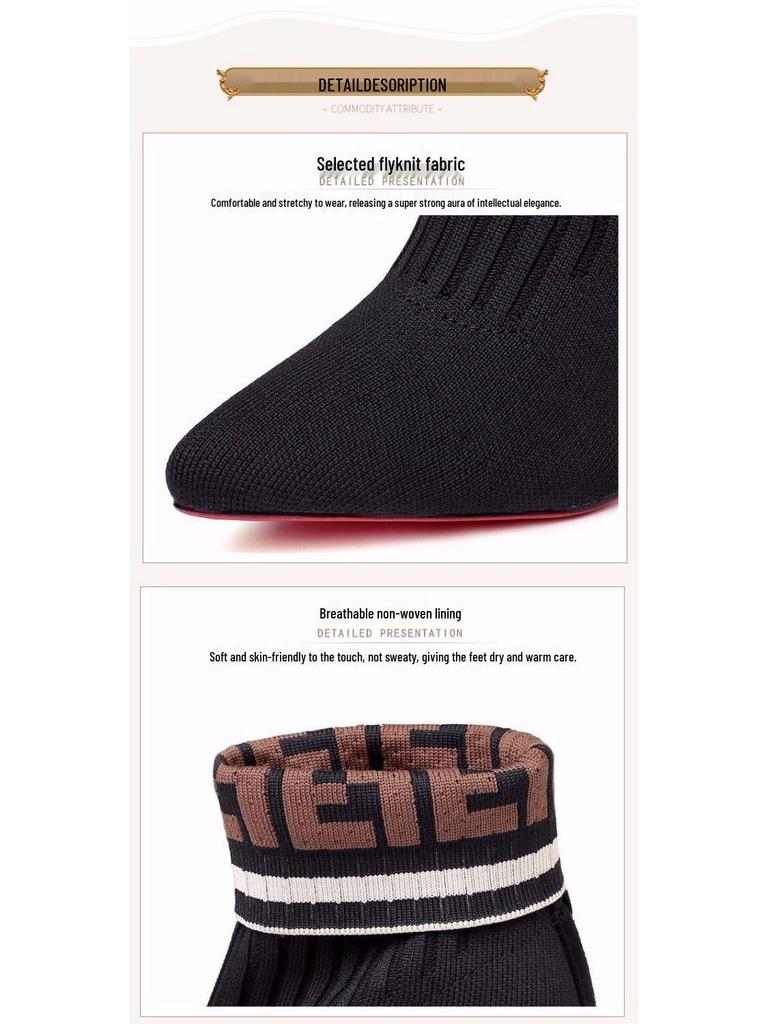 Women's Stiletto Heel Stretch Boots - 2025 Autumn/Winter Collection. Versatile Pointed Toe Sock Boots.