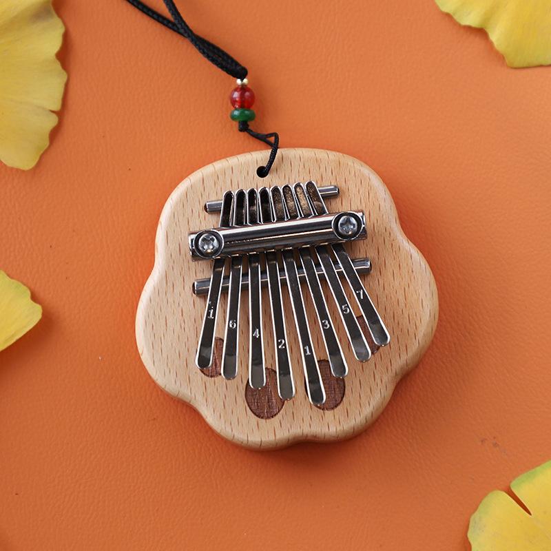 8 Keys Mini Kalimba Wooden Thumb Piano with Lanyard Finger Piano Musical Instrument Portable Exquisite Gift Set for Kids Adults