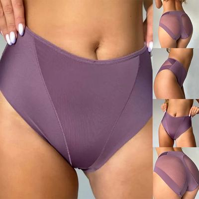 Simple Seamless Breathable Ice Silk Hollow Mesh Women's Underwear Mid-waist Briefs Sexy and Comfortable Underwear
