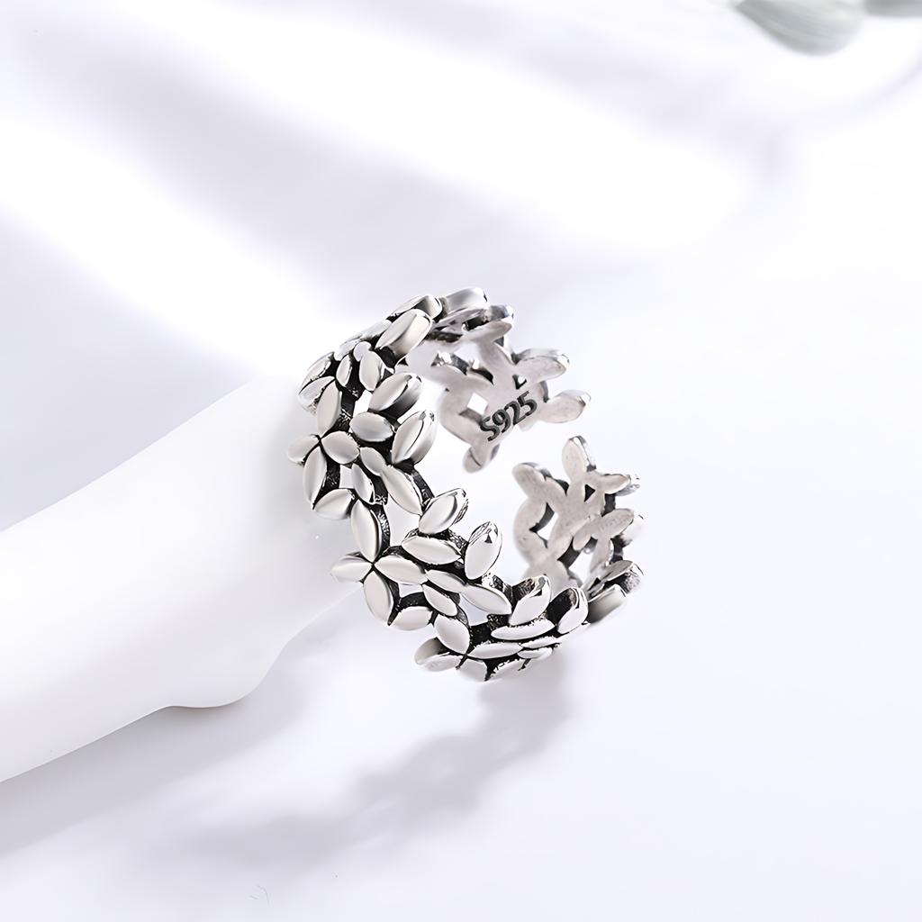 PANJBJ 925 Sterling Silver Line Rings Punk Vintage Charm Double Layer Geometric Nail Design New Party Accessories Gift Dropship