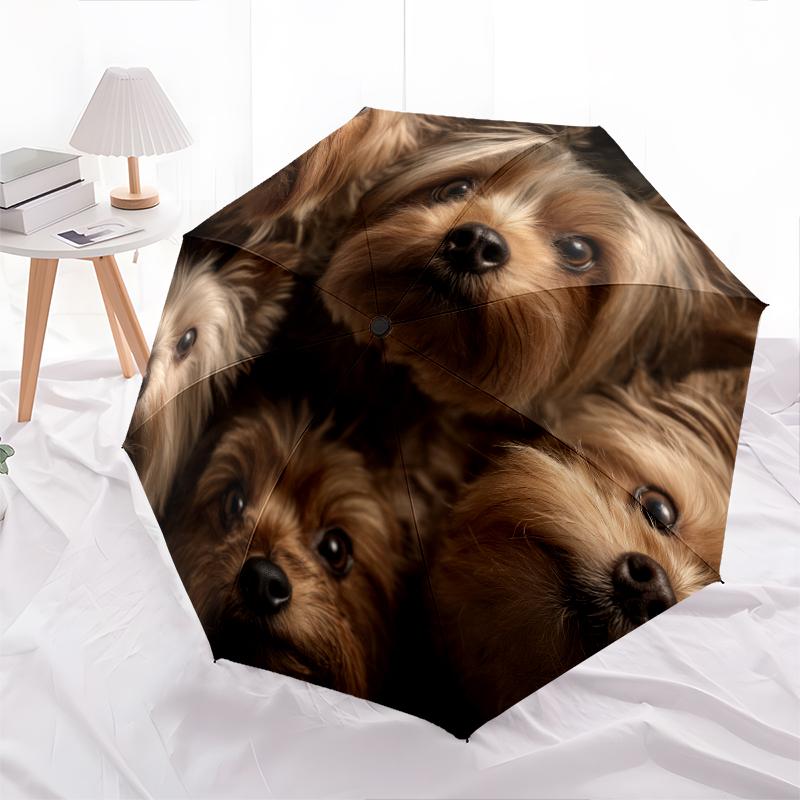 Yorkshire Terrier Pattern, Automatic Folding Umbrella, Portable and Foldable Design, 8 Ribs, a Christmas or Birthday Gift.