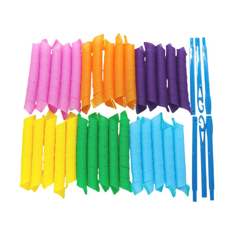 30 Pcs Variety Magic Manual Curler Magic Hair Curler Curling Rod Spiral Curler Multi-Color Optional 45CM