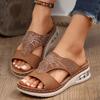Large-sized Shoes Flip-flops Round-toed Hollowed-out Wedge Heels Thick-soled Beach