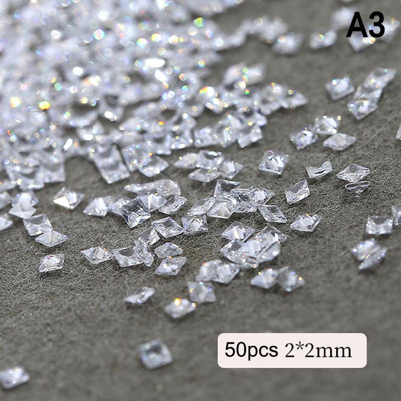 50Pcs Mini Nail Rhinestones Transparent Zircon Flash Nail Art Crystal Gems Dazzling Manicure Tip 3D Nail Art Decoration