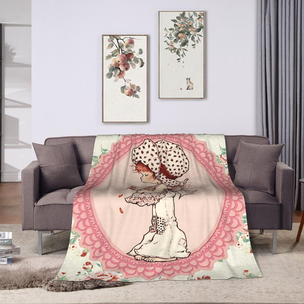 Girl Sarah Kay with Flower Blanket Quality Super Warm Throw Blanket Spring Decorative Bedroom Aesthetic Bedspread