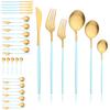 Black Gold 36Pcs Matte Flatware Dinnerware Set Knife Dessert Fork Spoon Dinner Set Stainless Steel Tableware Kitchen Cutlery Set