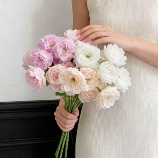 Artificial Peony Flower 6 Heads Blooms Faux Silk Peonies with Stem Fake Flower Branches for Vase Wedding Centerpieces Floral Arrangements