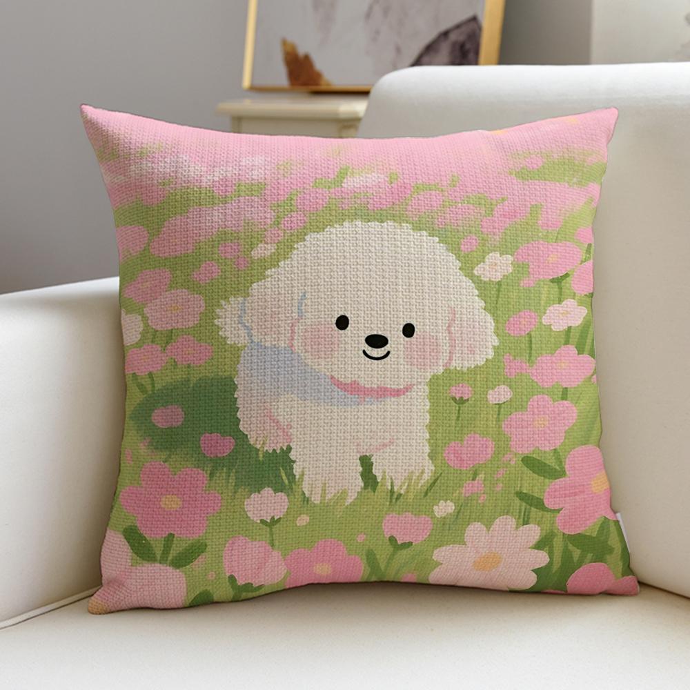 Flauschiges Bichon Frisé Muster Kissenbezüge Stück Leinen Dekokissenbezüge x x Moderne Wohnkultur