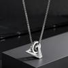 Stylish Silver Color Geometric Interlock Triangle Round Pendant Necklace for Men Fashion Hip Hop Style Jewelry Couple Gifts