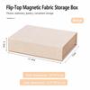 Magnetic Close Photo Storage Box Linen Fabric Gift Container Card Organizer  For Office Desk