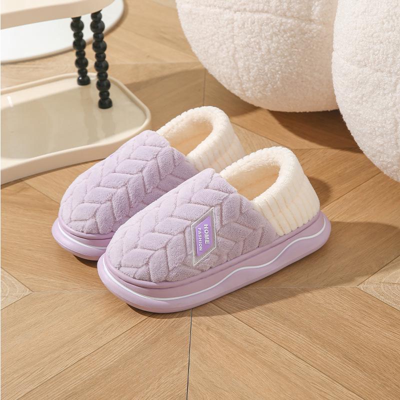 Dámské protiskluzové bavlněné pantofle do interiéru - teplé, s tlustou podrážkou, vhodné na jaro, podzim, zimu a pro muže.