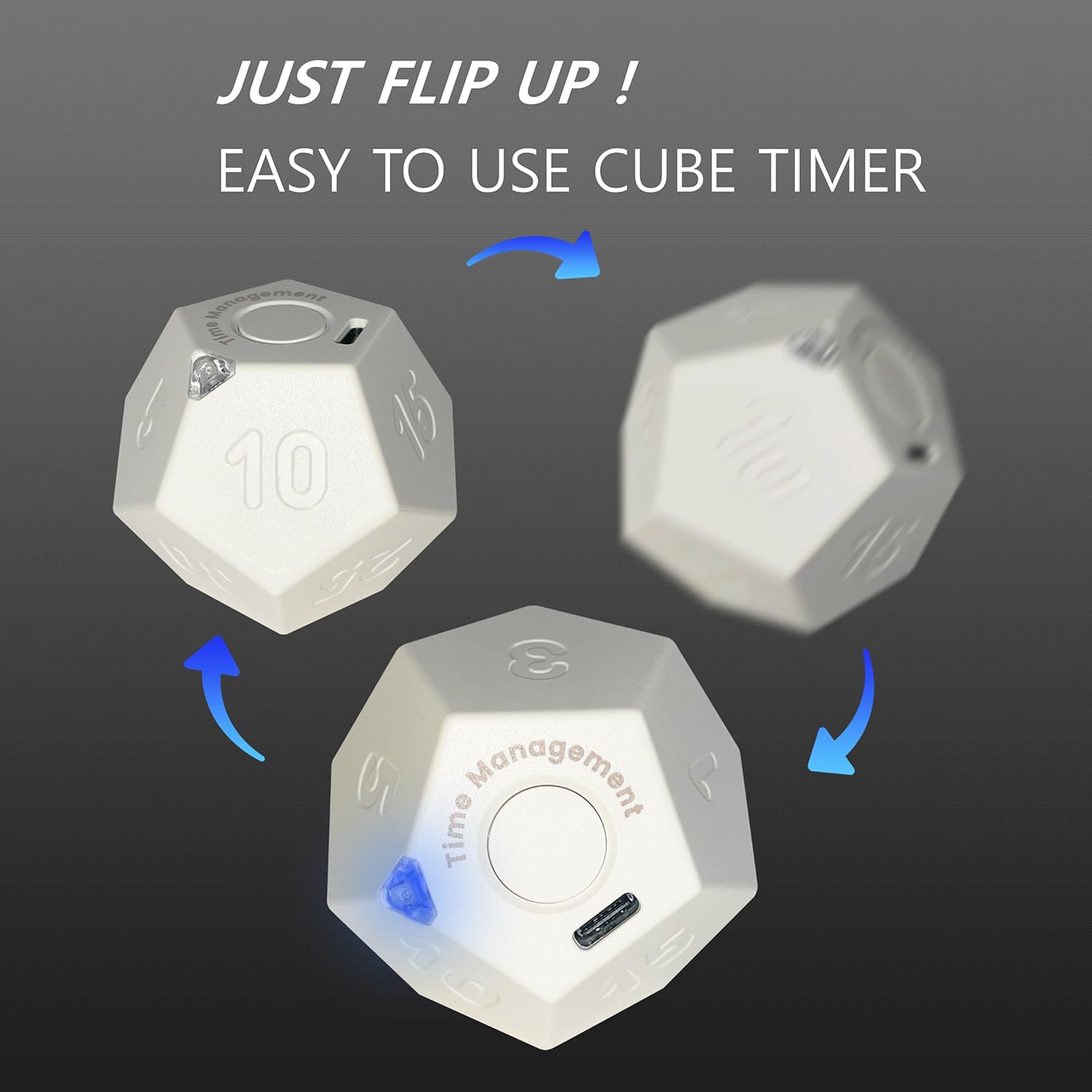 

Mini Pomodoro Timer ABS Rotating Timer Time Management Cube Countdown Cooking Study Digital Timer Kitchen Cooking Accessories белый