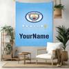 Manchester City Pritaikykite savo vardą Sienos dekoras Gobelenas Menas Gyvūno atminimui Gimtadieniui Vestuvėms Šventės Fonas Šeimos Dovana