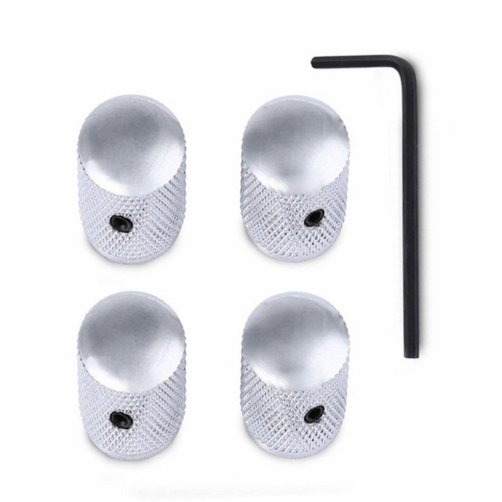 Pack of 4 Round Shape Metal Guitar Knobs Metal Guitar Accessories Perfect for Electric Guitar and Bass Volume Control
