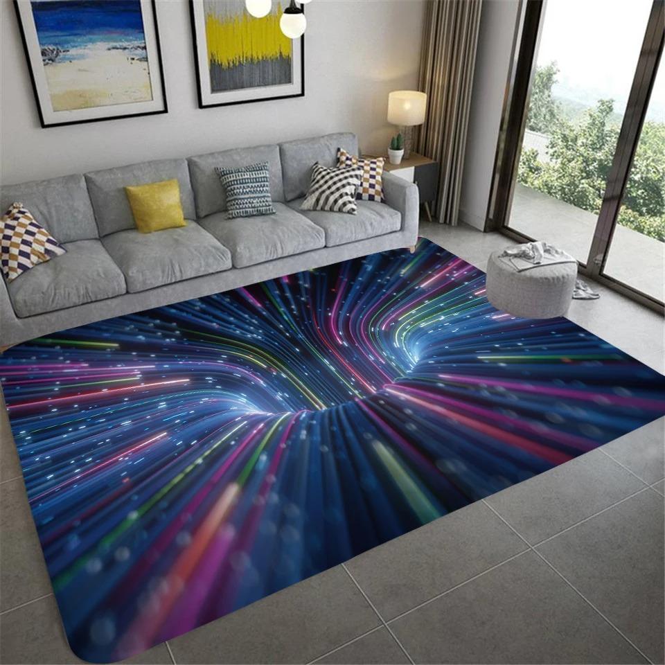 3D Vortex Illusion Carpet Entrance Door Floor Mat Abstract Geometric Optical Doormat Non-slip Floor Mat Living Room Decor Rug