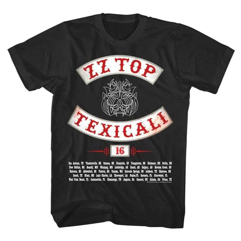 ZZ Top Texicali Tour 2016 Unisex T-Shirt Rock Band Live Concert Merch Blues Tee S