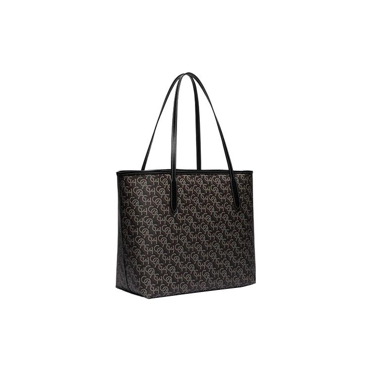New COACH City Canvas With Leather Tote Bag, Shopping Bag, Handbag, Shoulder Bag Women's Black CF342-IMBLK