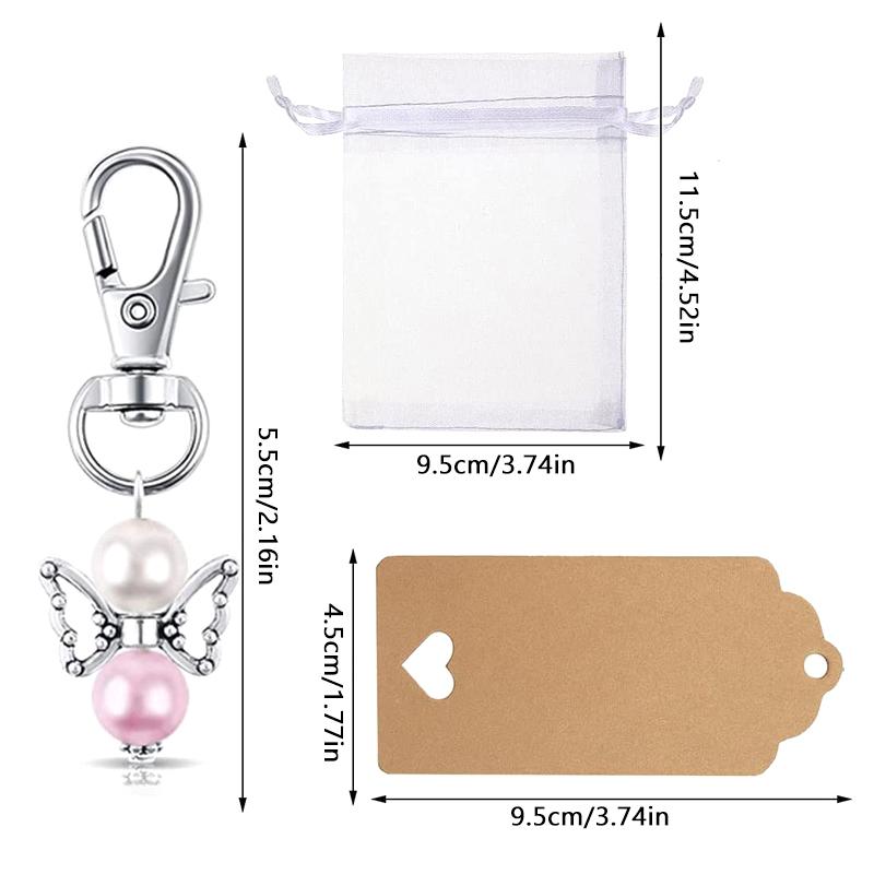 Pack Of 30 Guardian Angel Pendants, Guest Gifts, Christening Wedding With Organza Bag And Kraft Paper Pendant