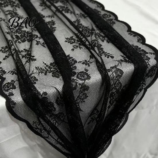 Long Lace Table Runner French Runner, Black & White Vintage for Coffee Table, Shoe Cabinet, Dining Rectangular Decorative Tablecloth Home Fine Crochet