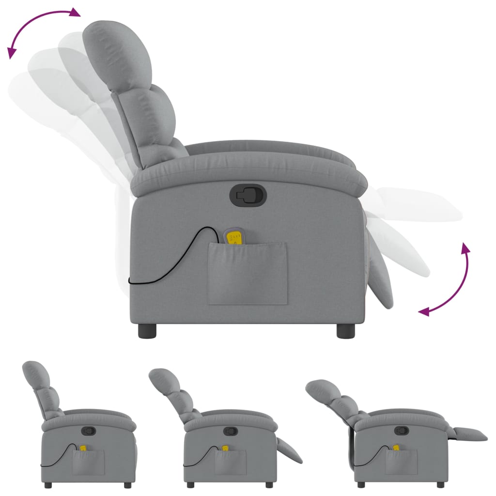 Massage Relax Chair Light Gray Fabric