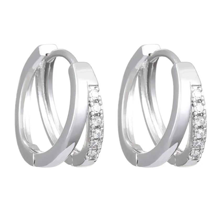 

Модные серьги с серьгами-кольцами C-образной формы, инкрустированными бриллиантами, серьги с пряжками и простые серьги-кольца One Size серебряный