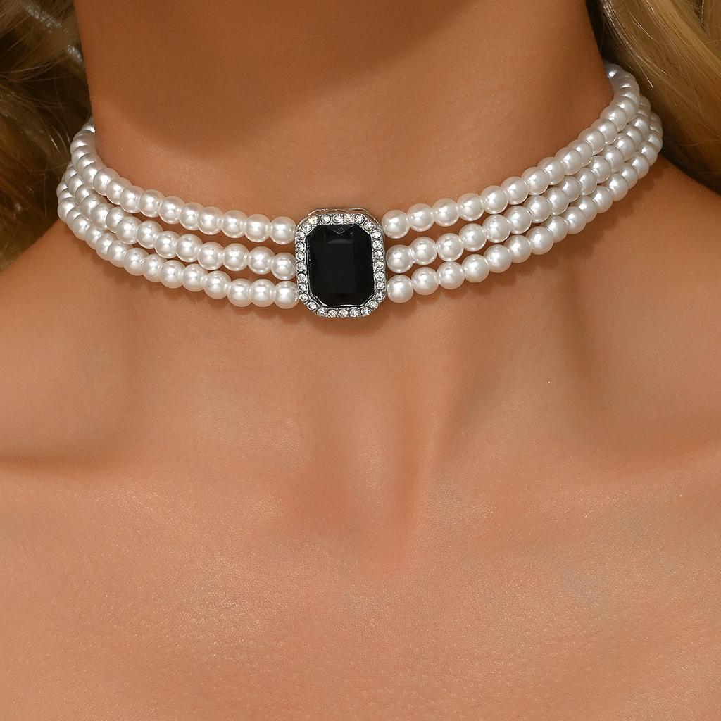 Accessories, French Light Luxury Short Collarbone Chain Imitation Pearl Choker Beaded Neck Retro Necklace