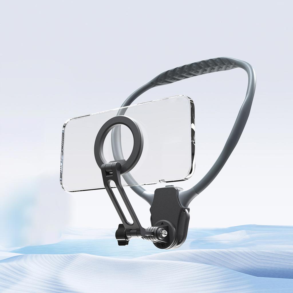 Uniwersalny magnetyczny uchwyt na szyję do telefonów, stojak na telefon, obrót o 360 stopni, zestaw głośnomówiący na szyję