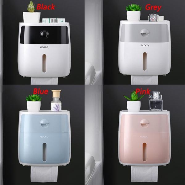 Wasserdichter, kreativer Toilettenpapierhalter zur Wandmontage, multifunktionales Toilettenpapierfach, doppelschichtig, tragbare Tissue-Aufbewahrungsbox, Badezimmerzubehör