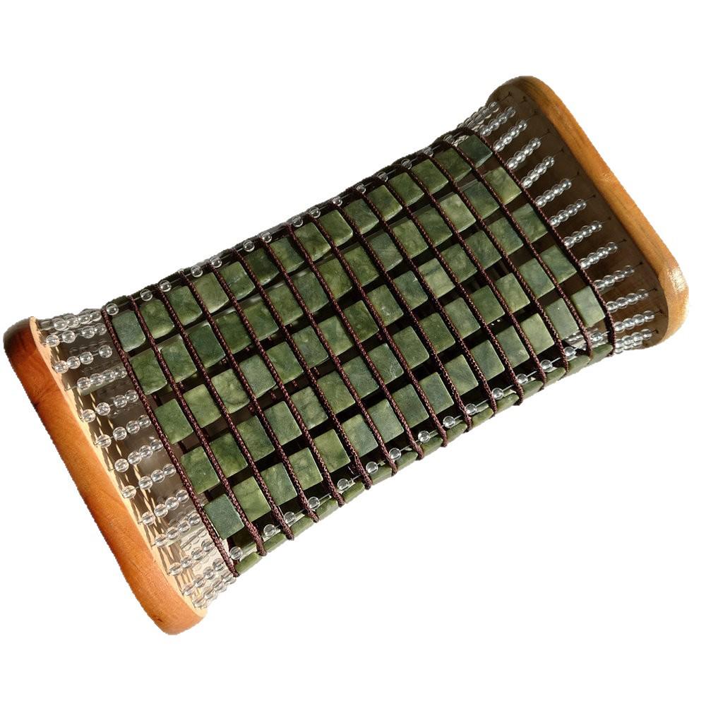 Hand-Woven Jade Pillow: Natural White, Green, Yellow Jade with Breathable, Cooling Design Yellow Jade Pillow 30.5x17x8.5cm