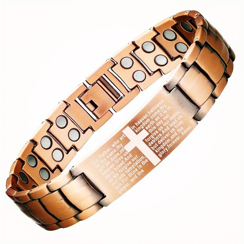 Antique Copper Magnetic Bracelet: Retro Fashion Three-Row Adjustable Couple Bangle