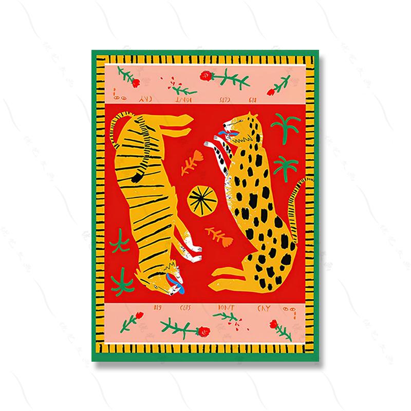 Colorful Abstract Poster Print Tiger Leopard Snake Tropical Jungle Wall Art Canvas Painting Wall Picture Living Room Decor Retro