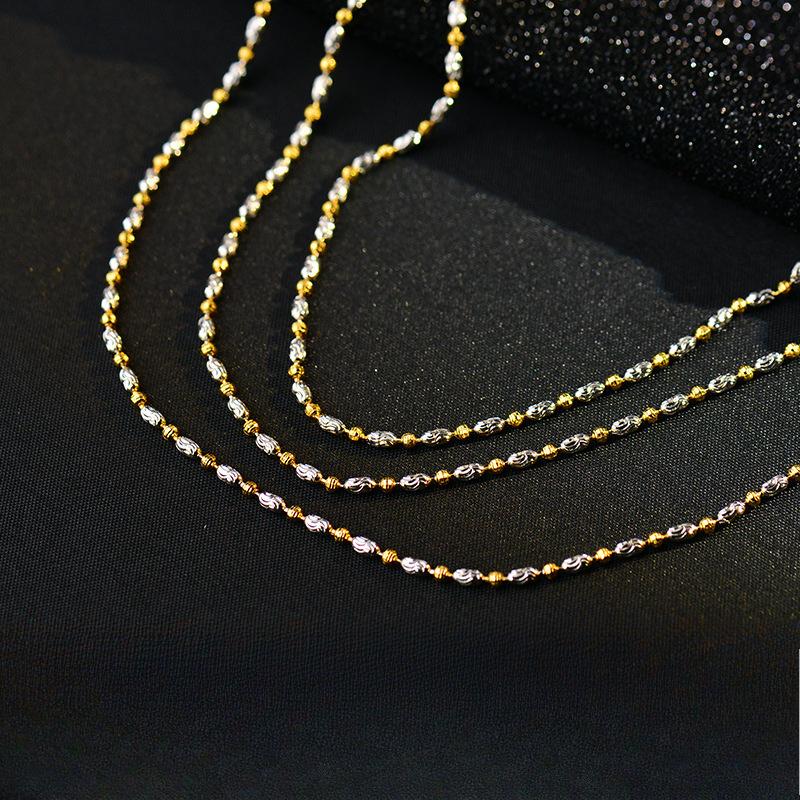 Car Carved Flower Rice Bead Bean Necklace Women's Collar Chain High Grade Light Luxury Neckchain Overlay