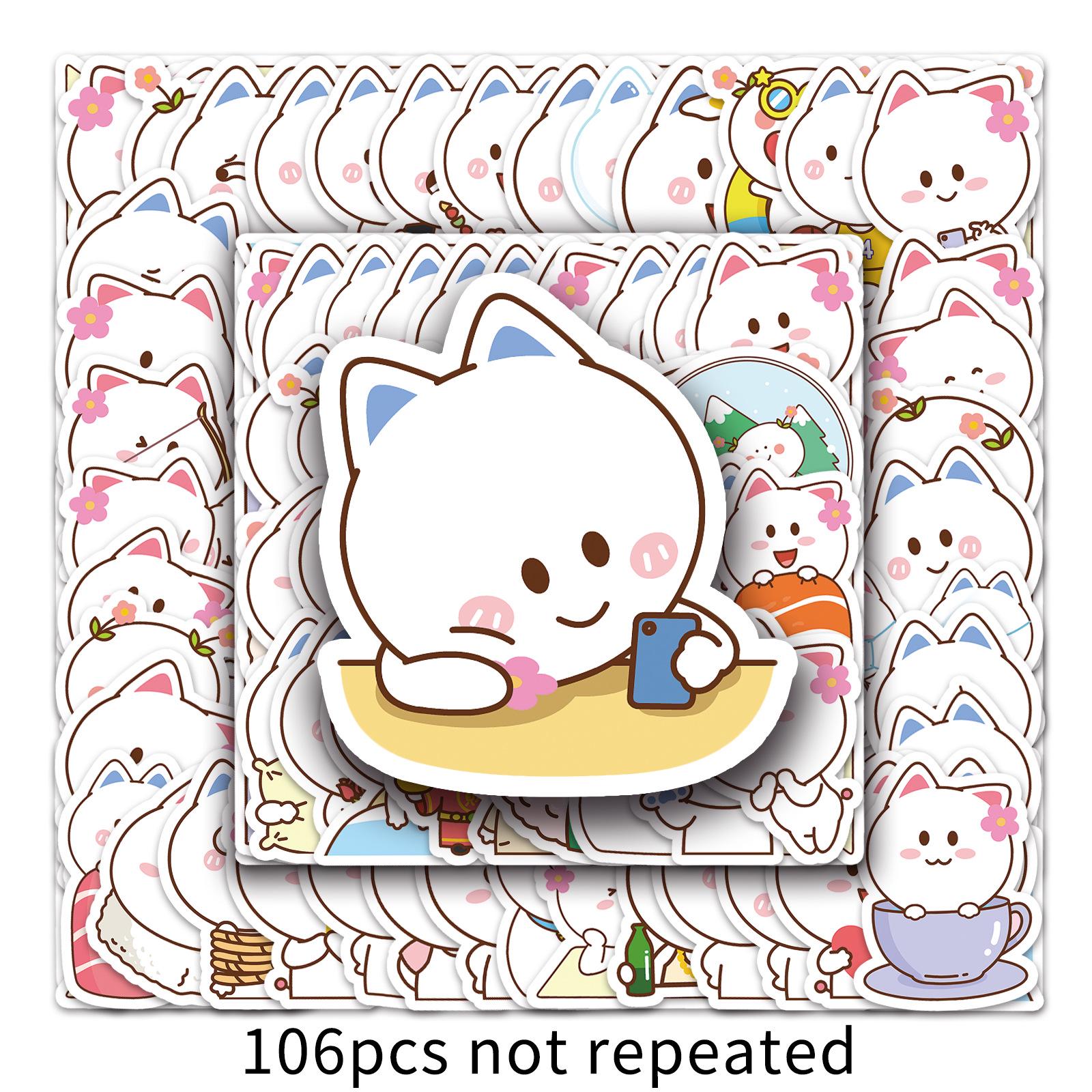 106-Piece Peach Fairy Graffiti Stickers: Cute DIY Waterproof Emoticons for Phone Cases & Luggage