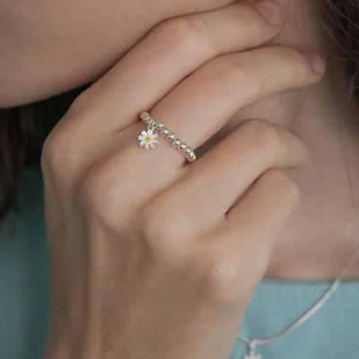 MERRYMOTIVE [Silver] Daisy Flower with Ball Ring