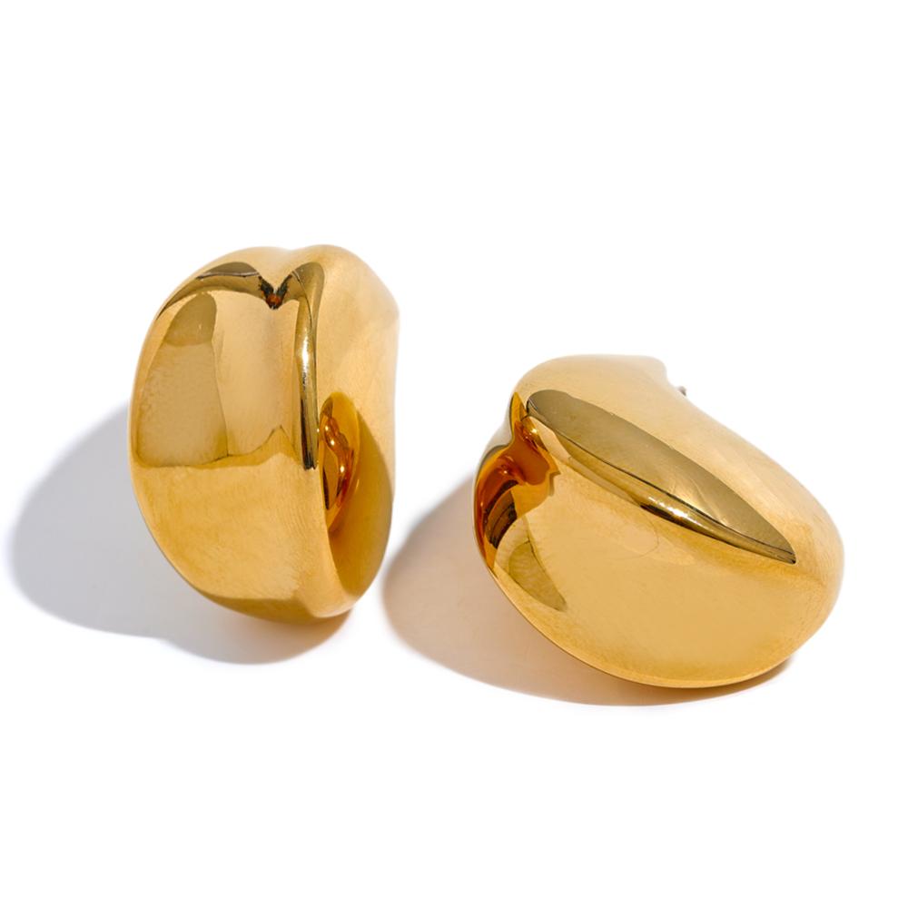 Yhpup New Stainless Steel Thicker Chunky Fat Fashion Hollow Earrings 18K Gold Plated High Quality Stylish Jewelry Waterproof
