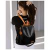Embossed Letter Convertible Backpack For Women Color Block Casual Commuter Bag
